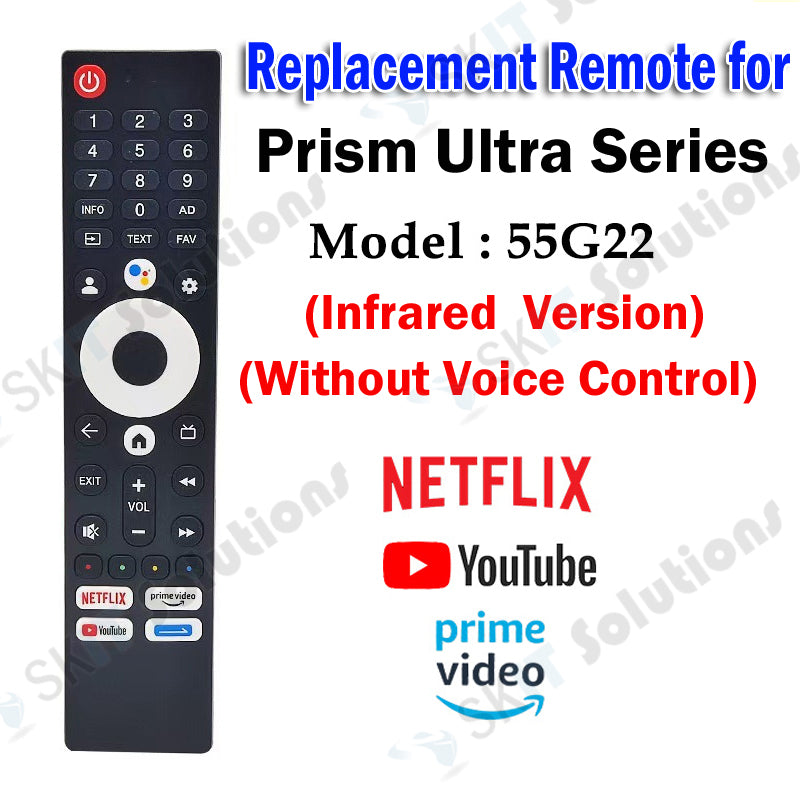 Universal Replacement Remote Control for PRISM+ Ultra-Series 4K Smart Android TV Prism + Ultra TV