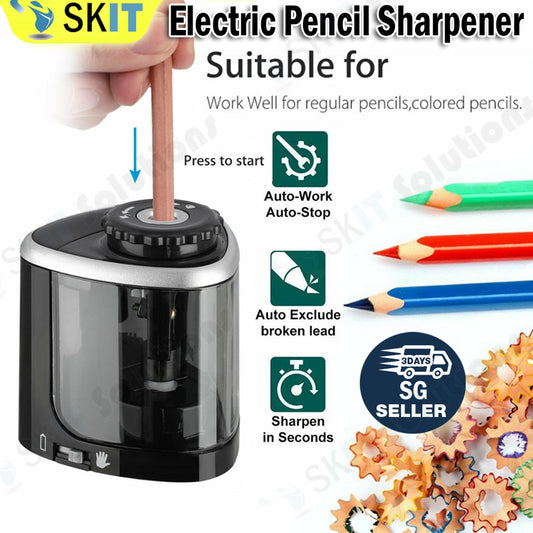 Electric Pencil Sharpener Battery Operated Automatic Rotary Sharpener for 6–8mm Pencils School Office