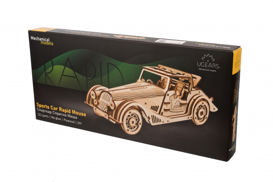 UGEARS Sports Car Rapid Mouse 3D Mechanical Model Wooden Puzzle DIY Kits