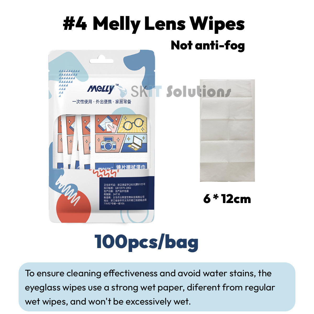 100Pcs Disposable Anti-Fog Lens Cleaning Wipes Pack Fog-Proof Cloth for Spectacle Glasses Camera Mobile Phone Screen