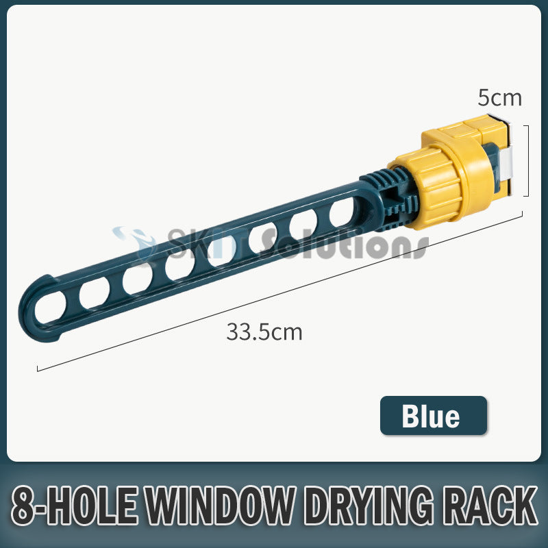 8-Holes Drying Rack Clip on Window Frame Balcony Door Cabinet Clothes Laundry Hanger Hanging Rod Stand Shelf