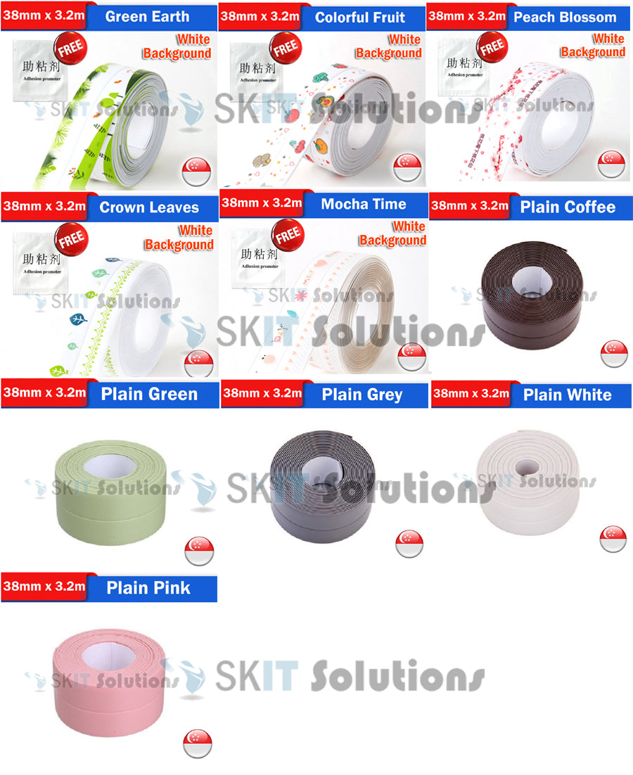 PVC Waterproof Self-Adhesive Sealing Wonder Tape Strip for Bathroom Bathtub Toilet Washing Basin Wall Kitchen Sink Stove Edge Countertop Floor Caulk