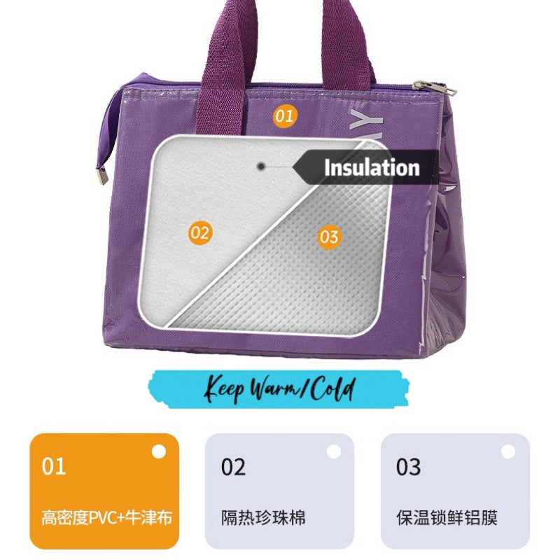 Large Capacity Bento Lunch Bag Waterproof Insulated Thermal Handheld Food Storage for Office Travel