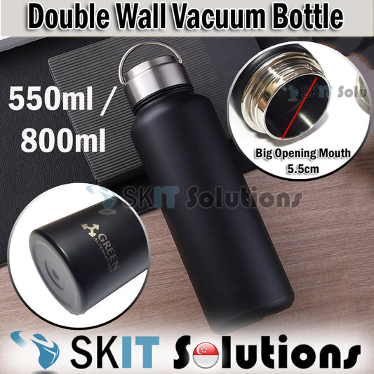 550ml/800ml Black Stainless Steel Double Wall Vacuum Insulated Flask Water Bottle Thermos Cup Coffee Tea Milk BPA Free