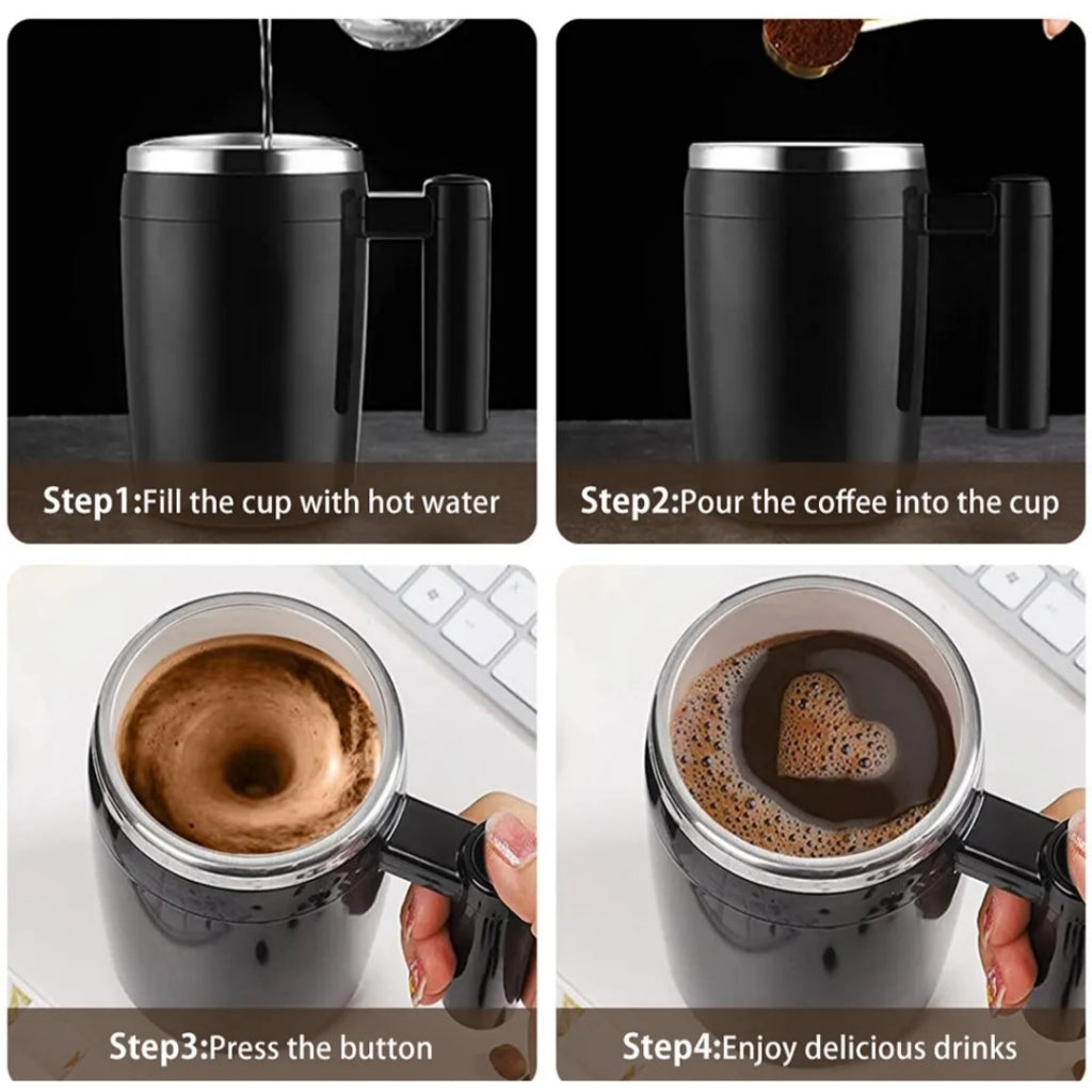 380ML Rechargeable Self-Stirring Mug 304 Stainless Steel Automatic Coffee Mixing Cup for Home Office