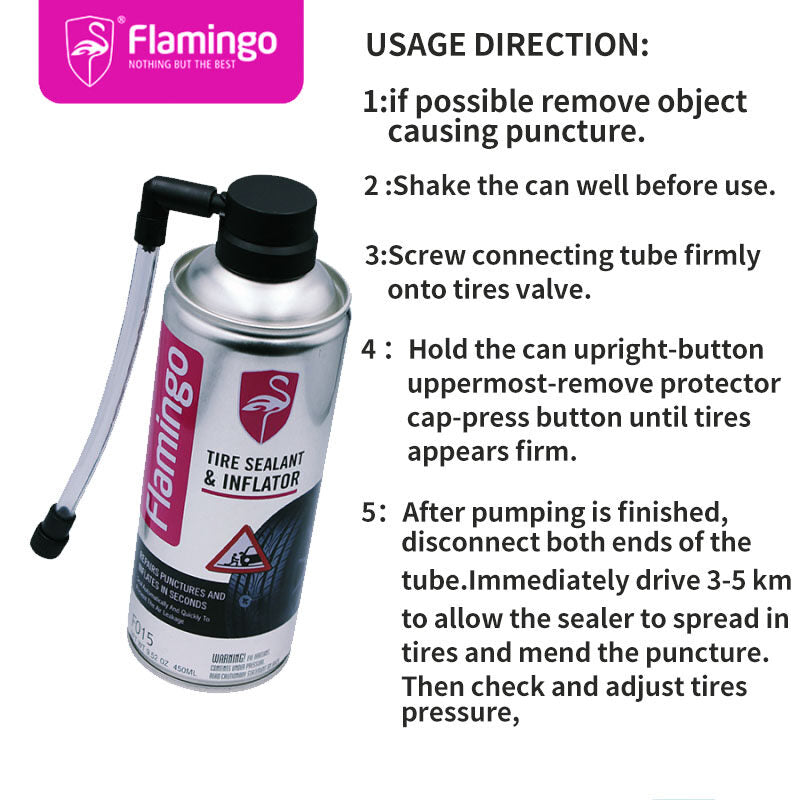 Flamingo Tire Sealant & Inflator F015 Puncture Vacuum Repair Spray Repairing Liquid Fluid Inner Tube Car Motorcycle Bike