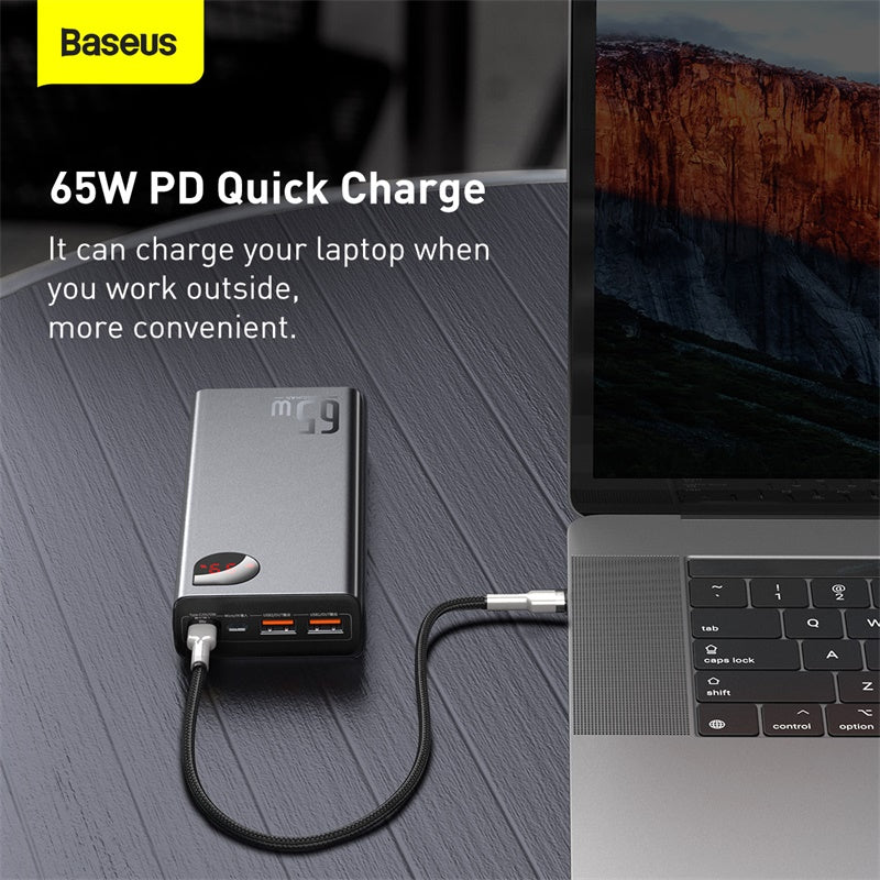Baseus 65W 20000mAh Quick Charge Power Bank Adaman Digital Display PD3.0+QC3.0 Fast Charging Portable Power Bank