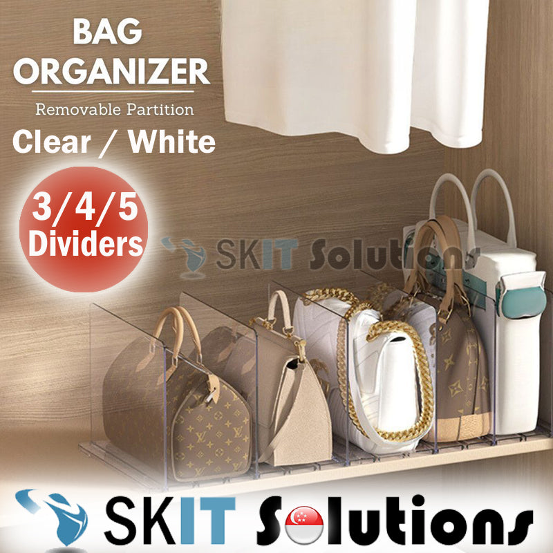 Adjustable Closet Bag Book File Organizer Dividers Purse Handbag Storage Box Rack Partition