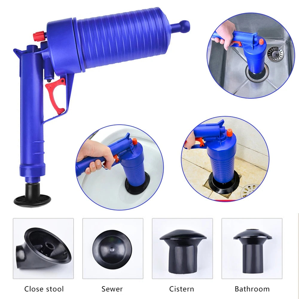 Toilet Air Pump Pressure Plunger Kits Bathroom Drain Clog Remover Blaster Air Powered Gun Dredge Sink Pipe Declogger