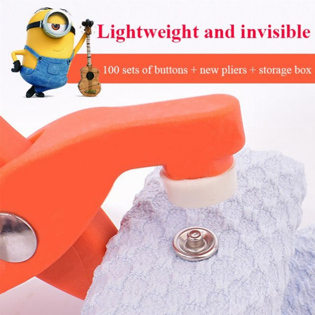 Seamless Snap Button Kit with Manual Pliers Ergonomic Metal Press Studs Tool Box Kit Stainless Steel Snap Fastener Kit