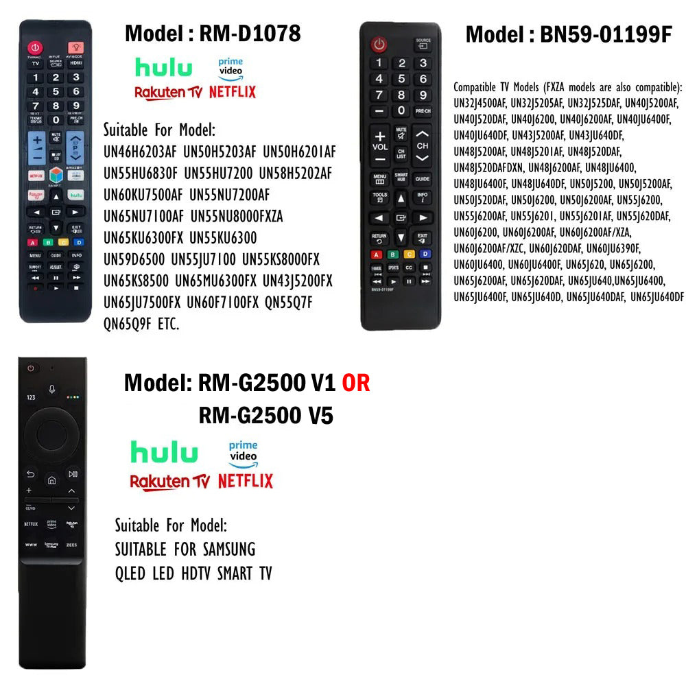 Universal Replacement Samsung Smart TV Remote Control w/ Voice BN59-01259B 01385A 01432A RM-D1078 G2500 V1 V5