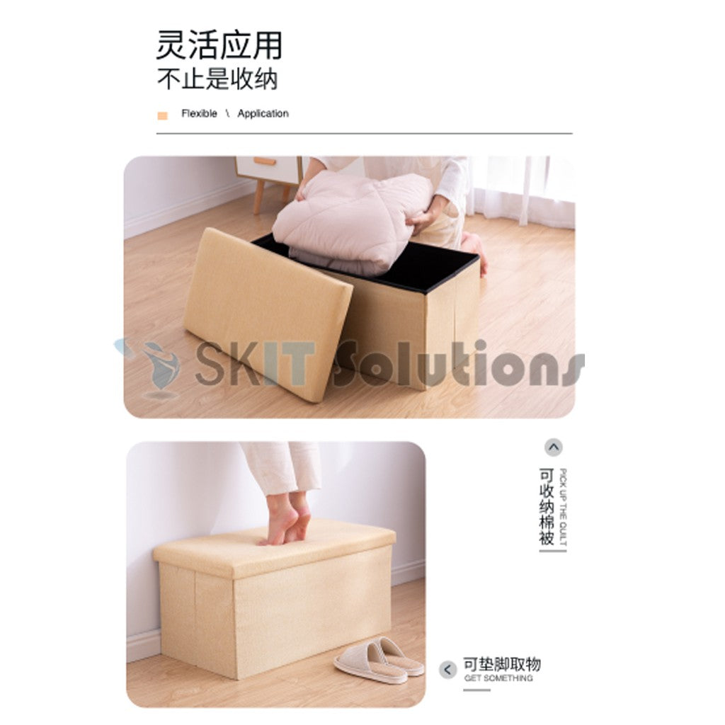 Ottoman Fabric / Leather Storage Box Foldable Sofa Seat Stool Organizer Bench Home Living Space Saving Organiser