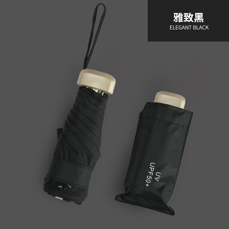 Mini Pocket Folding Tiny Umbrella Light Weight 5 Fold 6 Ribs Anti UV Coating Protection UPF50+ Windproof WaterProof