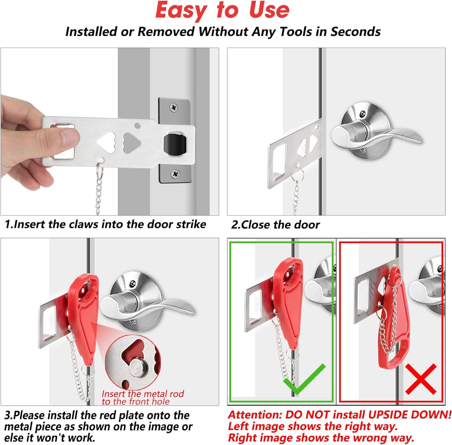 Portable Travel Door Lock Home Security Keypad Lockdown Locker Door Stopper Anti-Theft for Safety Privacy Hotel Home