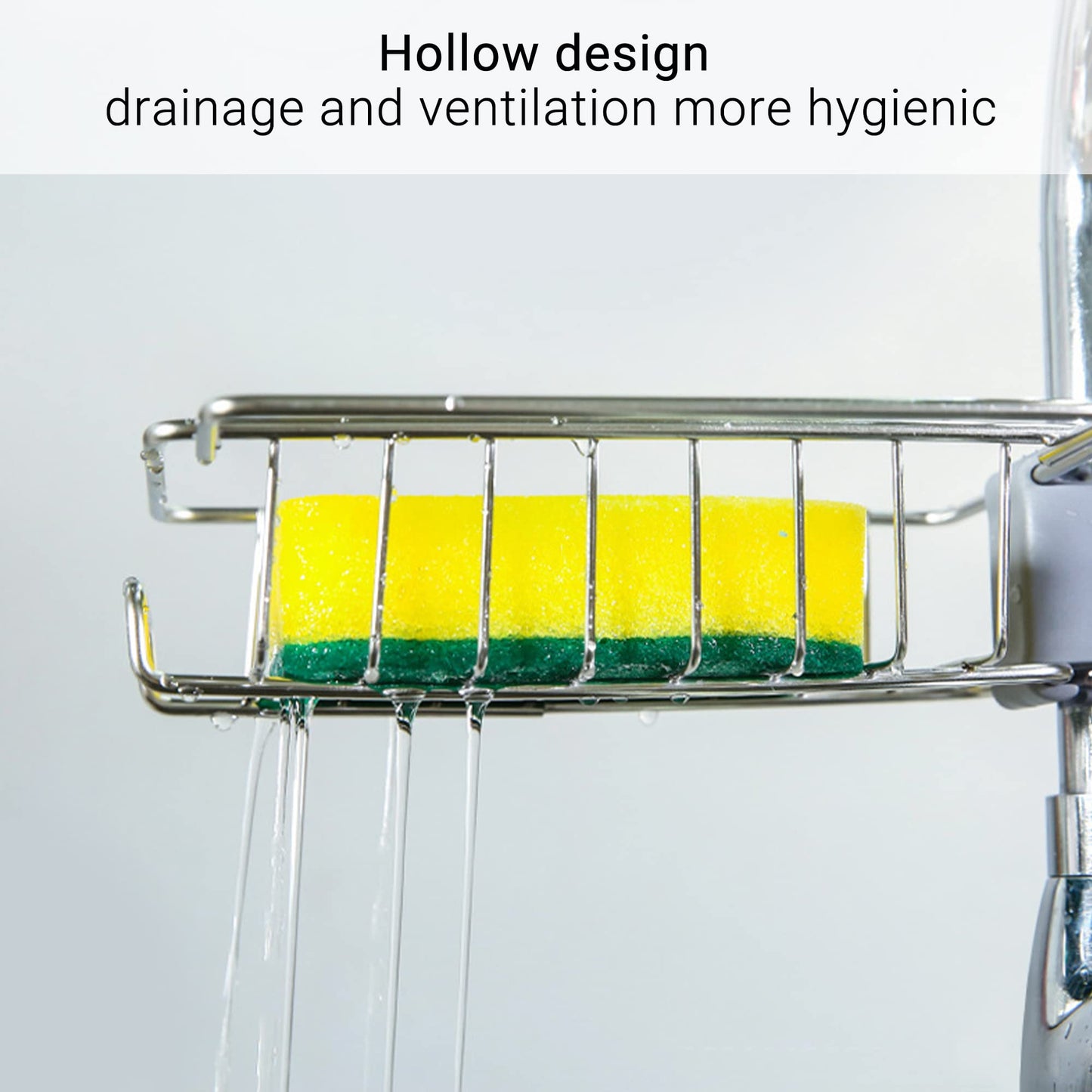 Faucet Rack Storage Rack Stainless Steel Drain Basket Heavy Duty Kitchen Sink Organizer Over Hanging Sponge Holder