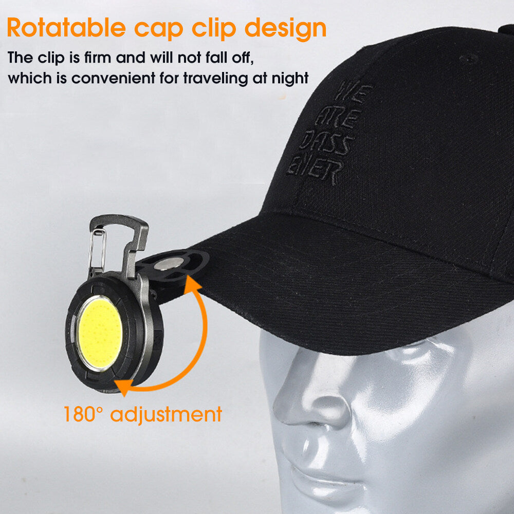 Round Mini LED Flashlight Portable USB Rechargeable Work Light 500 Lumens Bright Keychain Light Small Pocket Flashlights