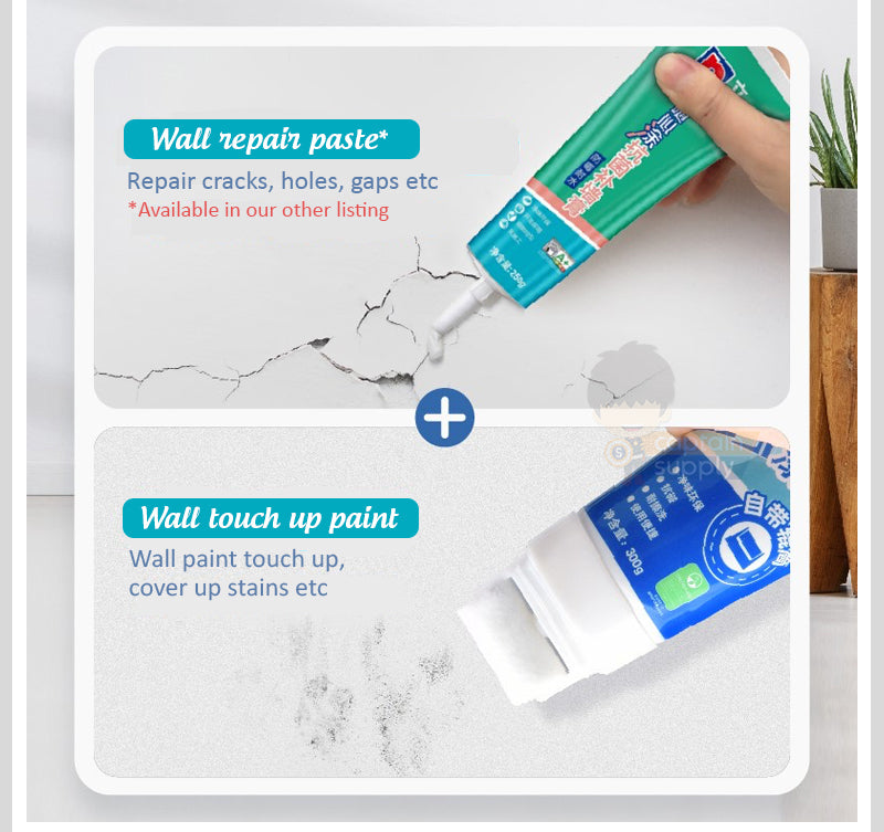 Nippon Paint Wall Touch Up Paint with Roller Brush (White) DIY Household Home Coating Cover Doodle Stain Repair Paste