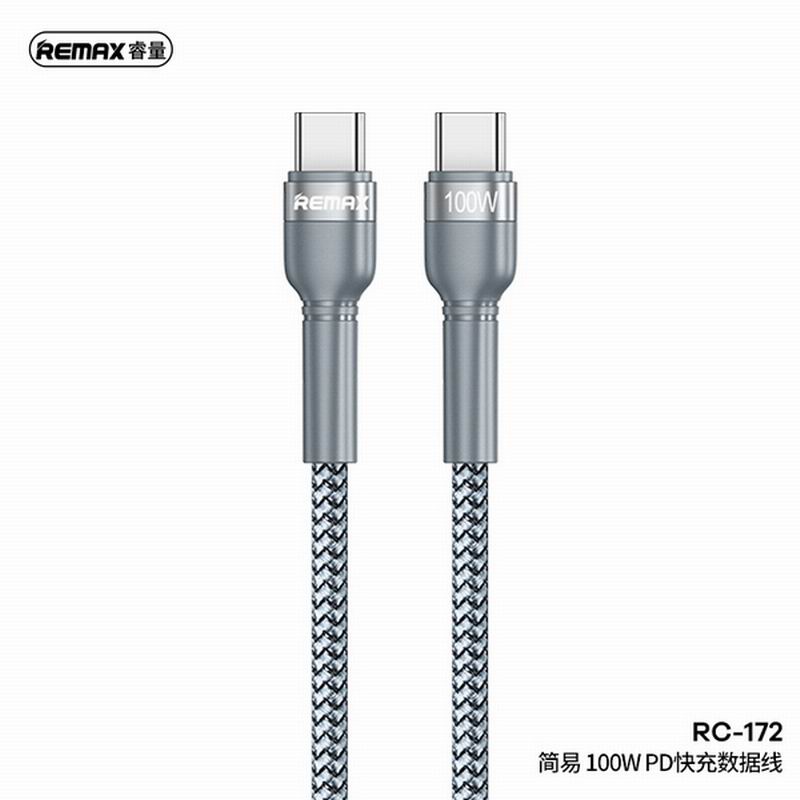 Remax RC-172 100W C-C Jany PD Fast Charging USB-C to USB-C Cable 1M Type C to Type C Anti-Bending
