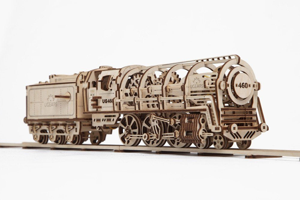 Ugears Steam Locomotive With Tender ★Mechanical 3D Puzzle Kit Model Toys Gift Present Birthday Xmas Christmas Kids Adults