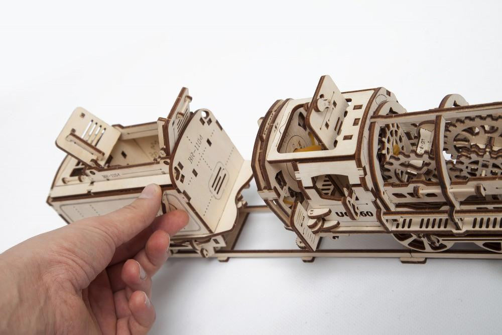 Ugears Steam Locomotive With Tender ★Mechanical 3D Puzzle Kit Model Toys Gift Present Birthday Xmas Christmas Kids Adults