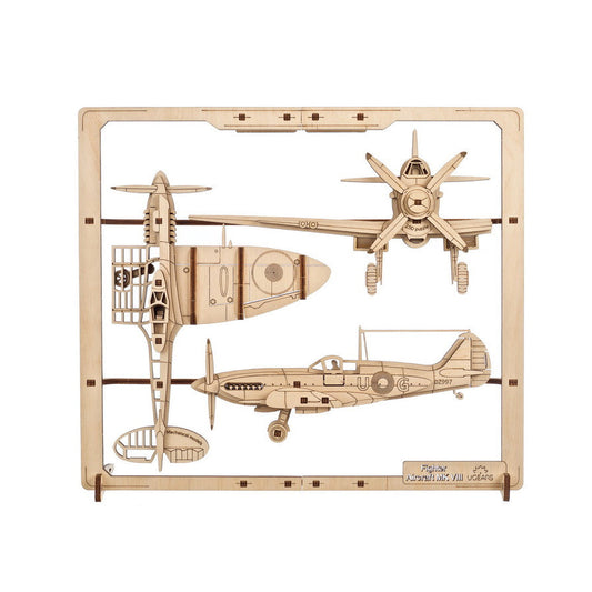Ugears Fighter Aircraft 2.5D Mechanical Puzzle ★Mechanical 3D Puzzle Kit Model Toys Gift Present Birthday Xmas Christmas Kids Adults