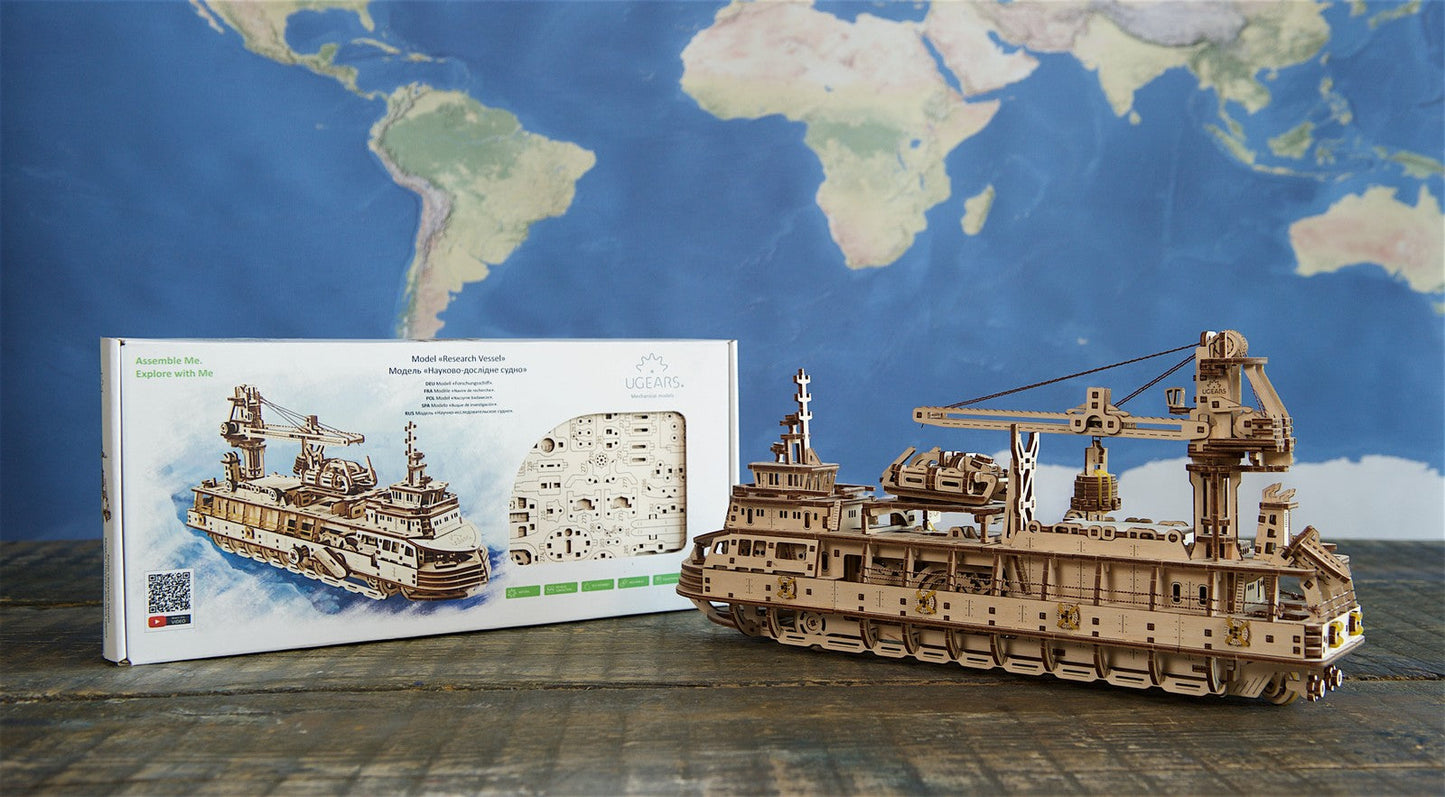 Ugears Research Vessel ★Mechanical 3D Puzzle Kit Model Toys Gift Present Birthday Xmas Christmas Kids Adults