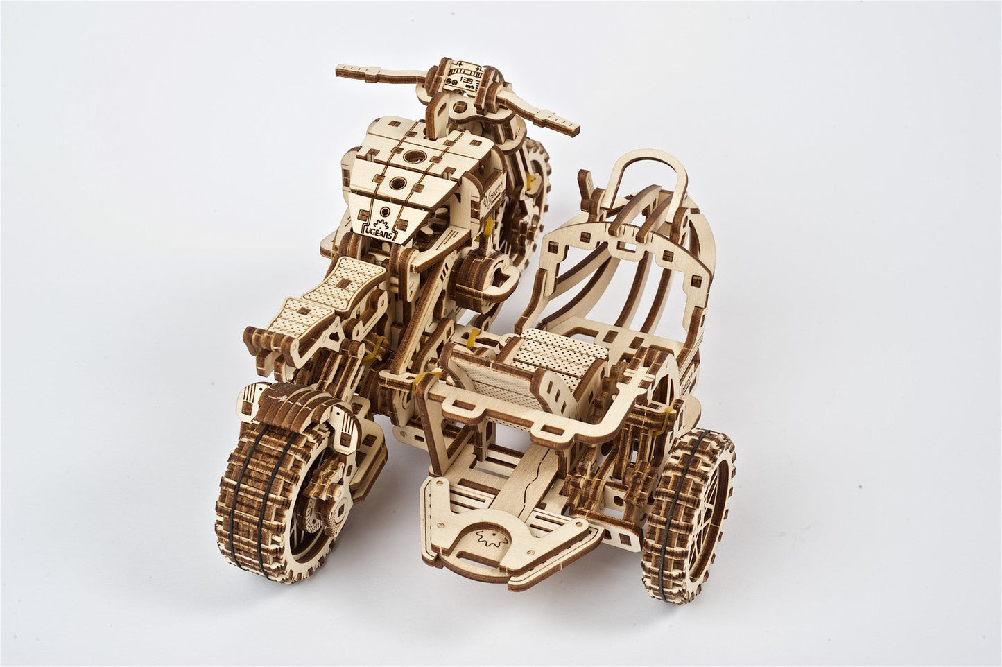 Ugears Scrambler Ugr-10 Motor Bike With Sidecar ★Mechanical 3D Puzzle Kit Model Toys Gift Present Birthday Xmas Christmas Kids Adults