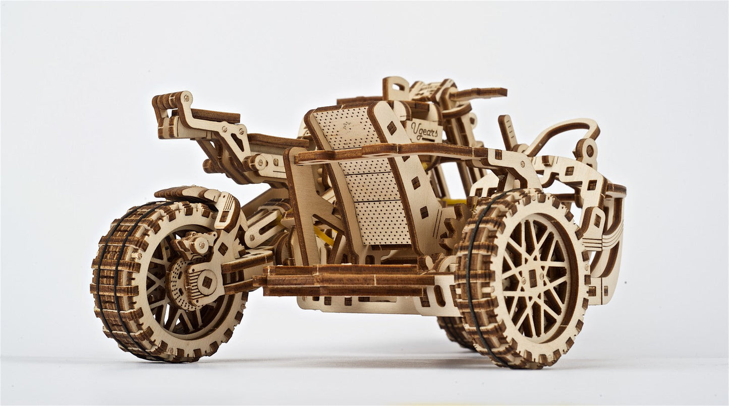 Ugears Scrambler Ugr-10 Motor Bike With Sidecar ★Mechanical 3D Puzzle Kit Model Toys Gift Present Birthday Xmas Christmas Kids Adults