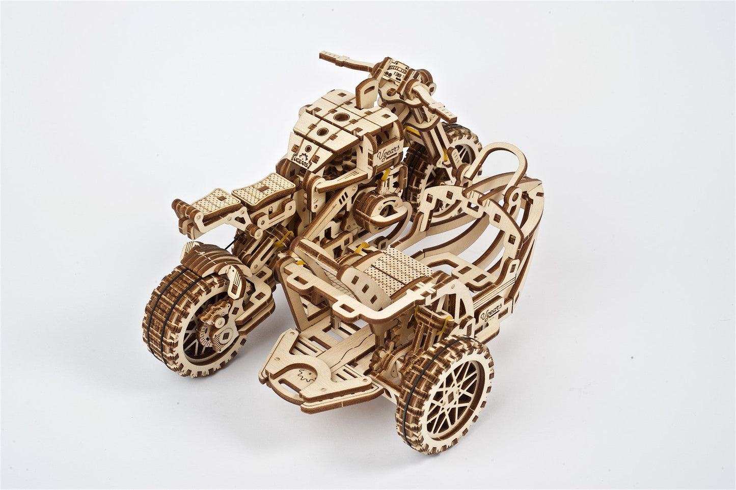Ugears Scrambler Ugr-10 Motor Bike With Sidecar ★Mechanical 3D Puzzle Kit Model Toys Gift Present Birthday Xmas Christmas Kids Adults