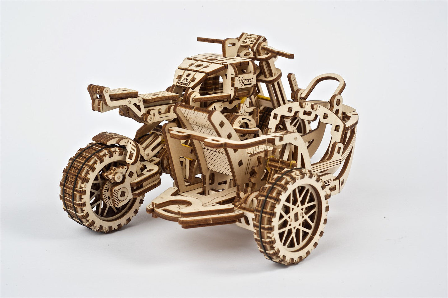 Ugears Scrambler Ugr-10 Motor Bike With Sidecar ★Mechanical 3D Puzzle Kit Model Toys Gift Present Birthday Xmas Christmas Kids Adults