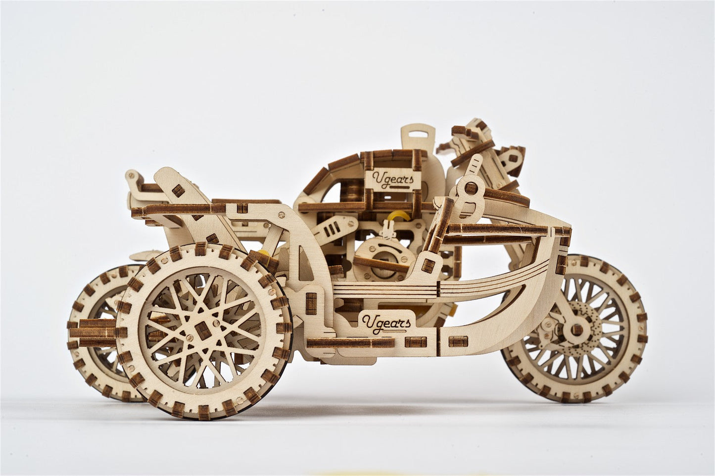 Ugears Scrambler Ugr-10 Motor Bike With Sidecar ★Mechanical 3D Puzzle Kit Model Toys Gift Present Birthday Xmas Christmas Kids Adults