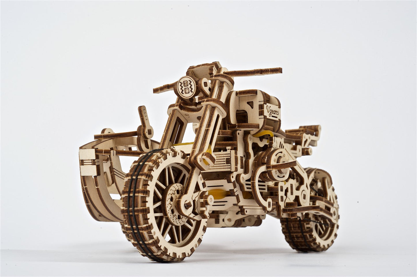 Ugears Scrambler Ugr-10 Motor Bike With Sidecar ★Mechanical 3D Puzzle Kit Model Toys Gift Present Birthday Xmas Christmas Kids Adults