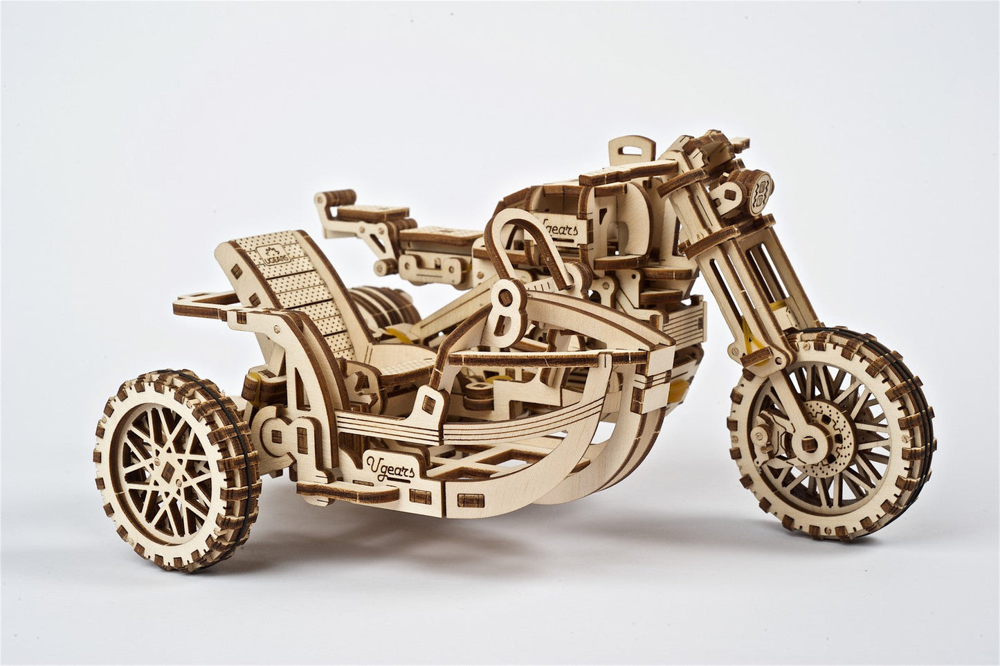 Ugears Scrambler Ugr-10 Motor Bike With Sidecar ★Mechanical 3D Puzzle Kit Model Toys Gift Present Birthday Xmas Christmas Kids Adults