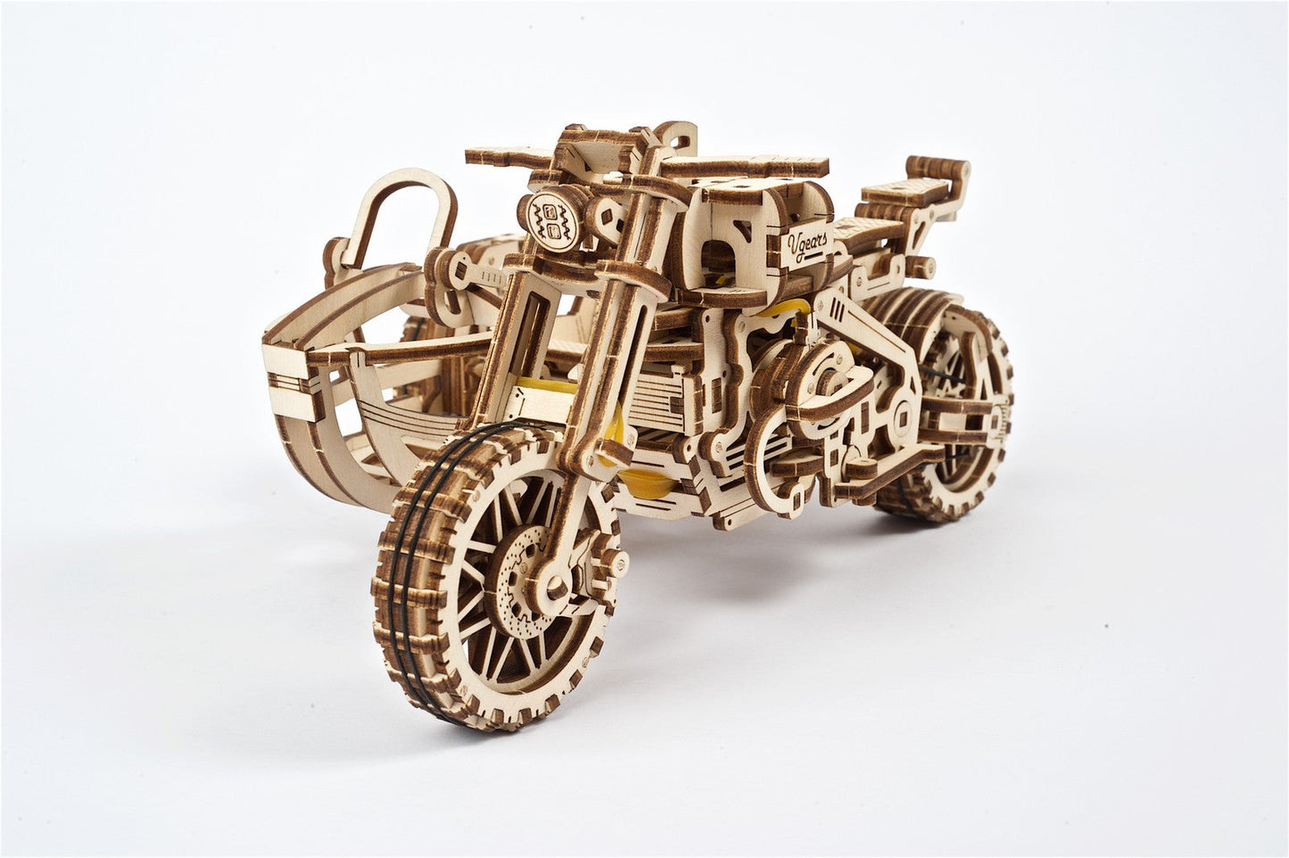 Ugears Scrambler Ugr-10 Motor Bike With Sidecar ★Mechanical 3D Puzzle Kit Model Toys Gift Present Birthday Xmas Christmas Kids Adults