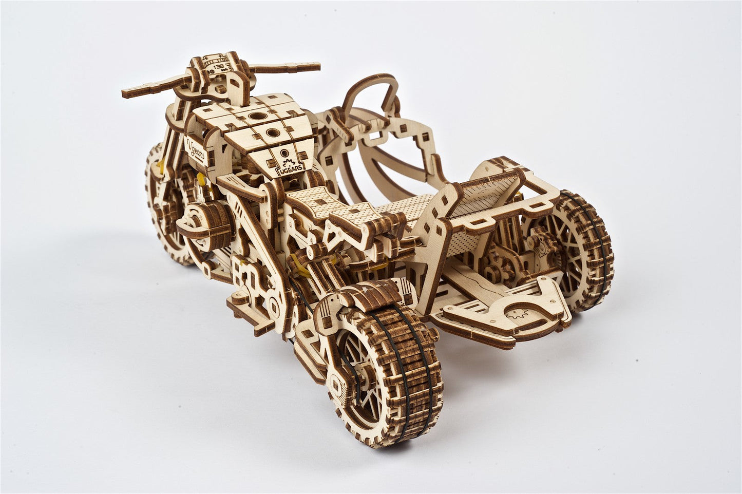 Ugears Scrambler Ugr-10 Motor Bike With Sidecar ★Mechanical 3D Puzzle Kit Model Toys Gift Present Birthday Xmas Christmas Kids Adults