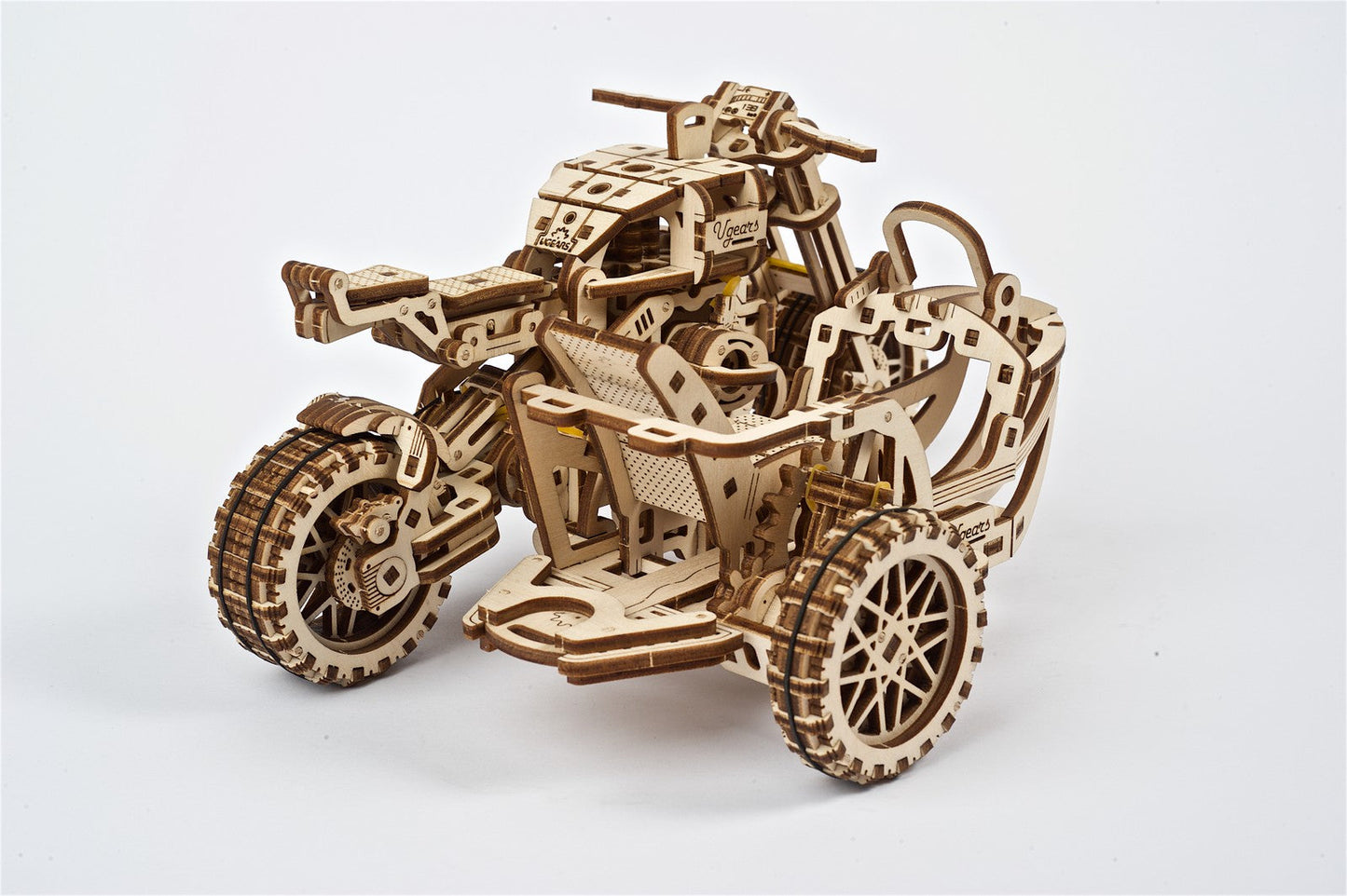 Ugears Scrambler Ugr-10 Motor Bike With Sidecar ★Mechanical 3D Puzzle Kit Model Toys Gift Present Birthday Xmas Christmas Kids Adults