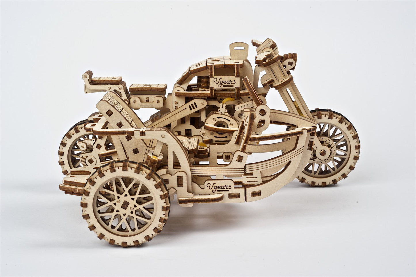 Ugears Scrambler Ugr-10 Motor Bike With Sidecar ★Mechanical 3D Puzzle Kit Model Toys Gift Present Birthday Xmas Christmas Kids Adults