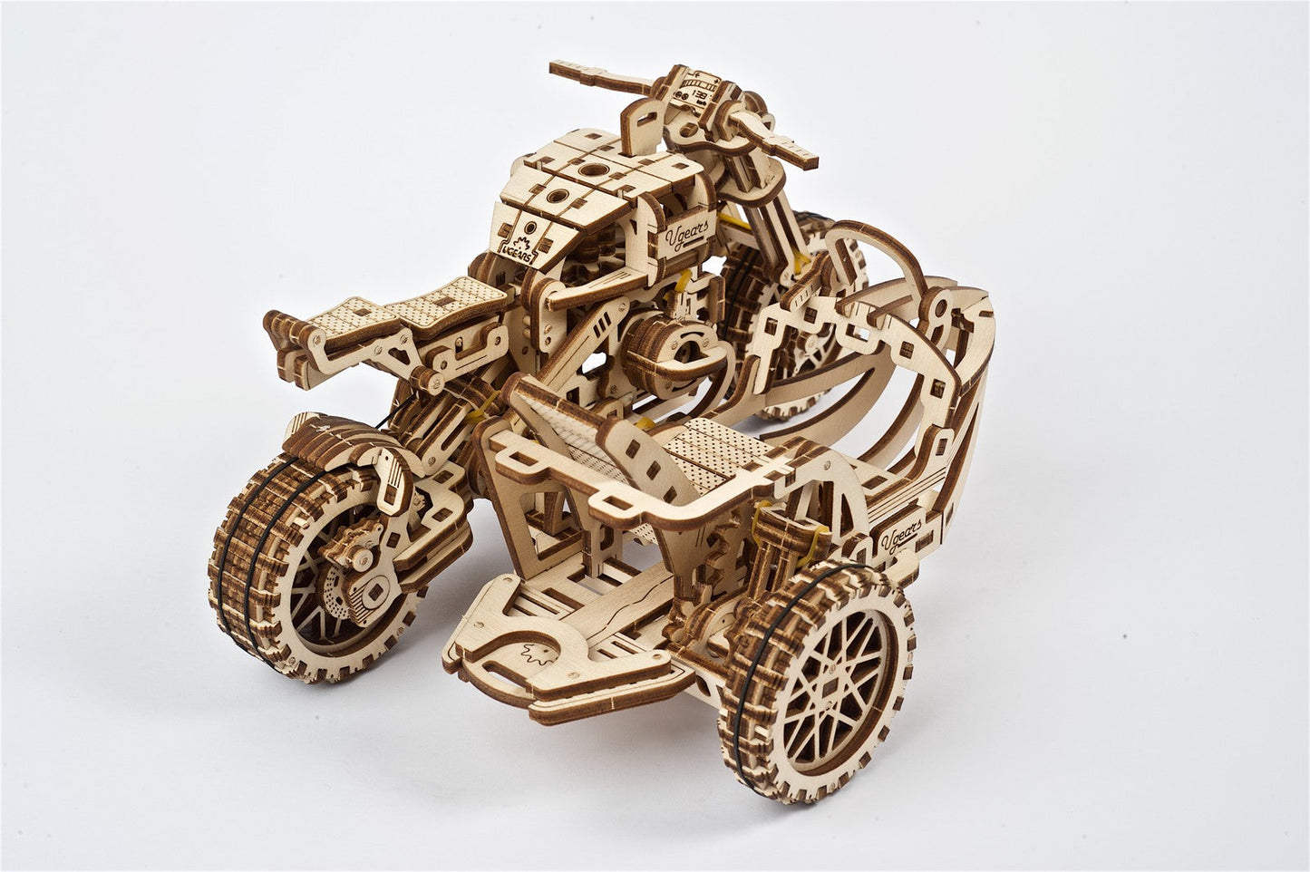 Ugears Scrambler Ugr-10 Motor Bike With Sidecar ★Mechanical 3D Puzzle Kit Model Toys Gift Present Birthday Xmas Christmas Kids Adults