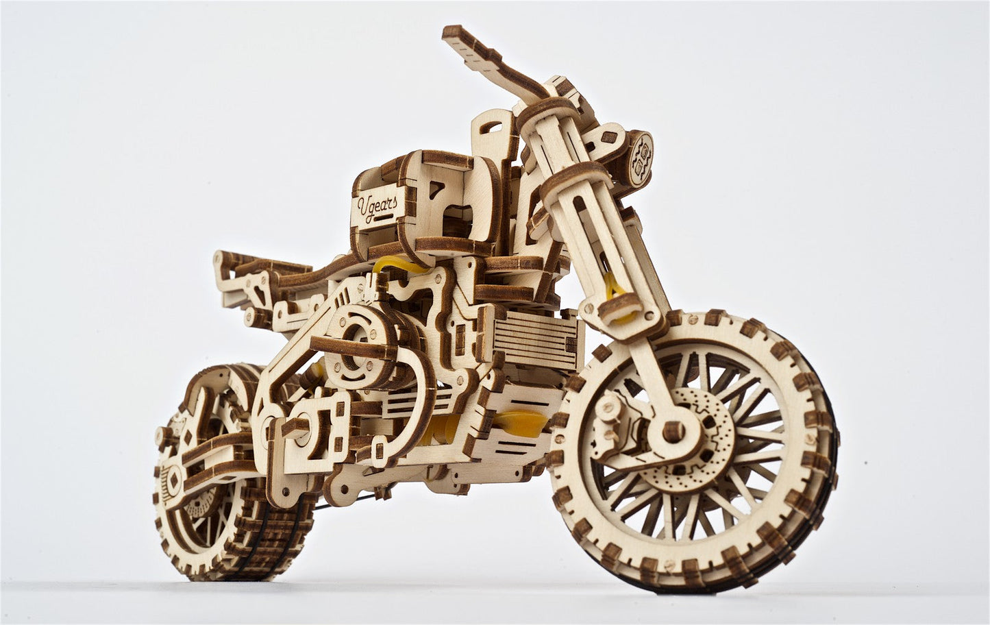Ugears Scrambler Ugr-10 Motor Bike With Sidecar ★Mechanical 3D Puzzle Kit Model Toys Gift Present Birthday Xmas Christmas Kids Adults