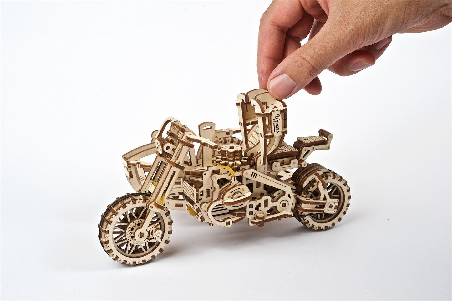 Ugears Scrambler Ugr-10 Motor Bike With Sidecar ★Mechanical 3D Puzzle Kit Model Toys Gift Present Birthday Xmas Christmas Kids Adults