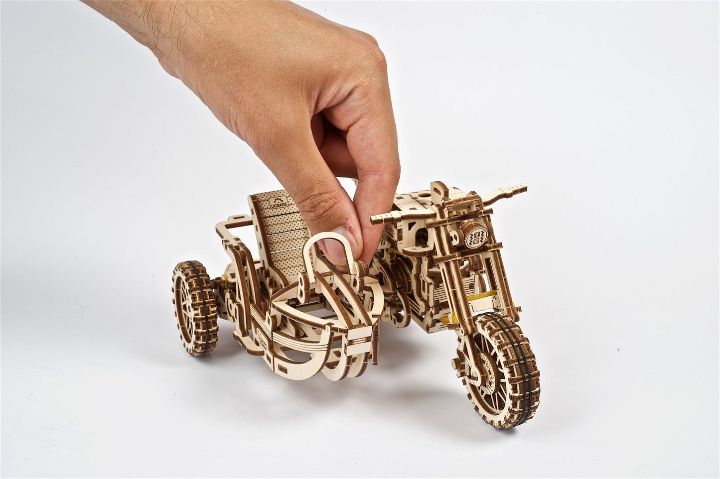 Ugears Scrambler Ugr-10 Motor Bike With Sidecar ★Mechanical 3D Puzzle Kit Model Toys Gift Present Birthday Xmas Christmas Kids Adults