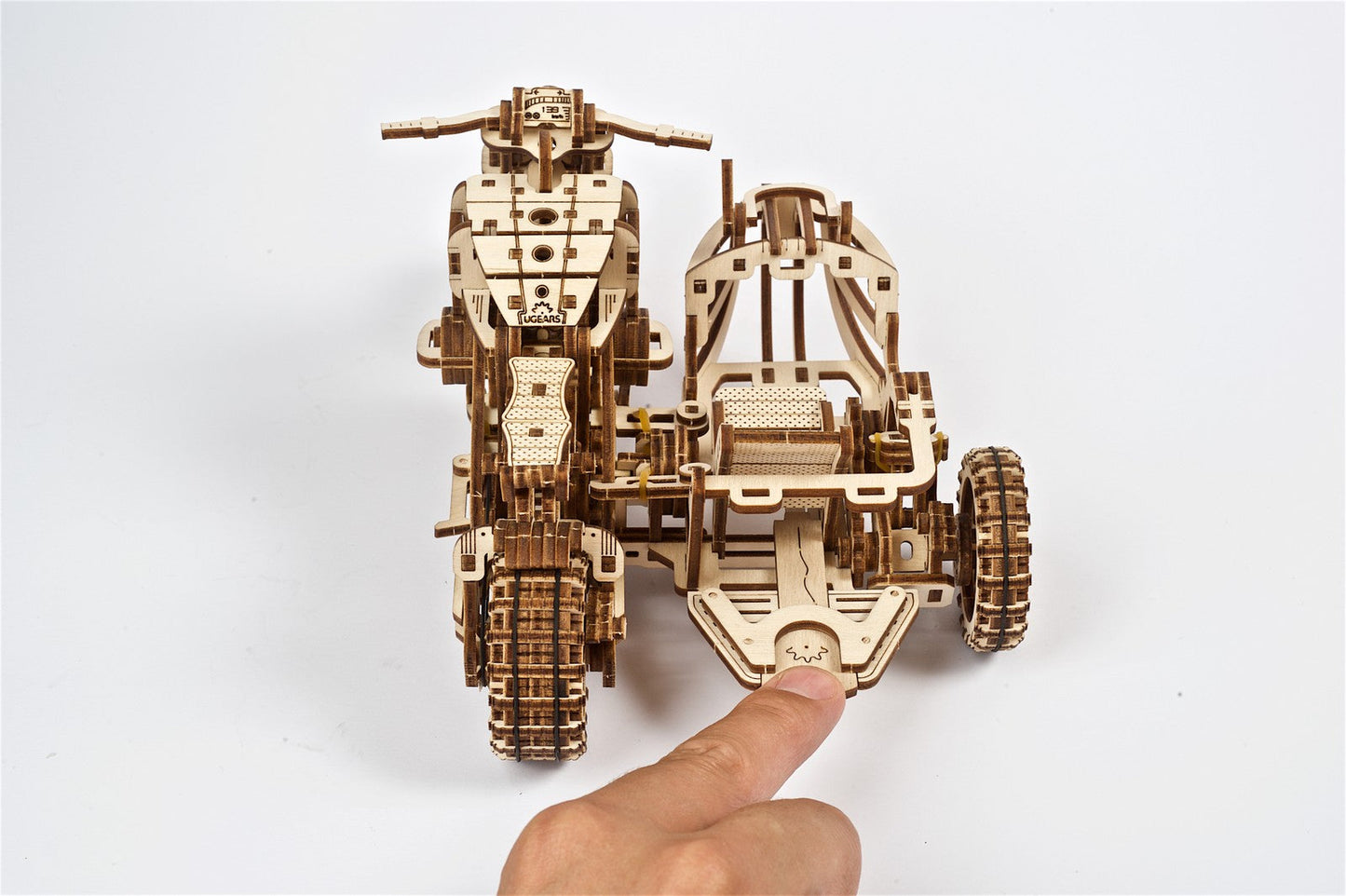 Ugears Scrambler Ugr-10 Motor Bike With Sidecar ★Mechanical 3D Puzzle Kit Model Toys Gift Present Birthday Xmas Christmas Kids Adults