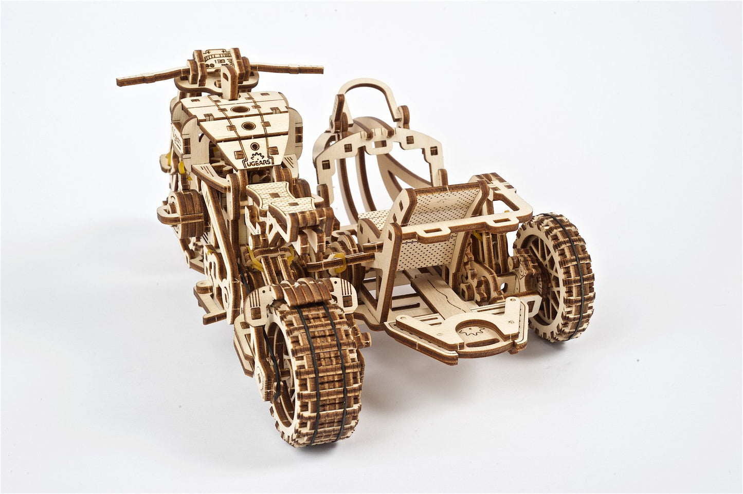 Ugears Scrambler Ugr-10 Motor Bike With Sidecar ★Mechanical 3D Puzzle Kit Model Toys Gift Present Birthday Xmas Christmas Kids Adults