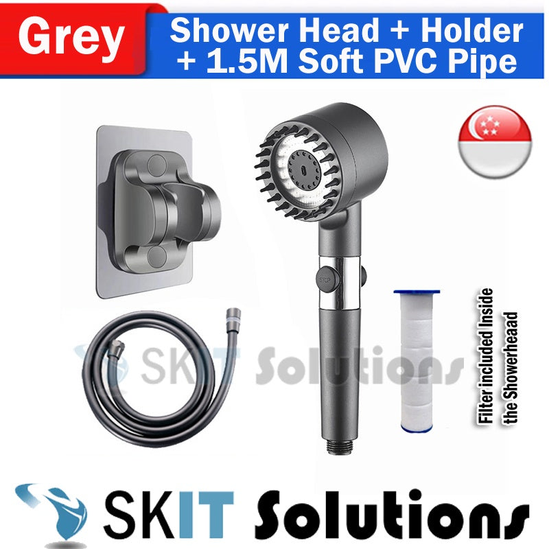 High Pressure Detachable Handheld Shower Head Set With Filter 3 Mode Bathroom SPA Sprayer One Button Stop