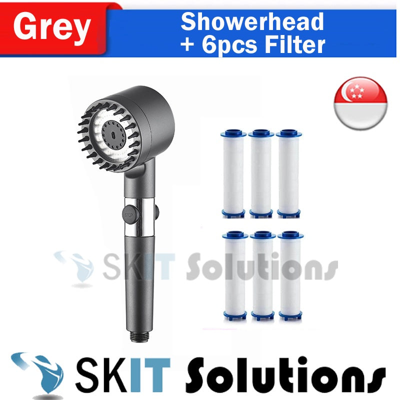 High Pressure Detachable Handheld Shower Head Set With Filter 3 Mode Bathroom SPA Sprayer One Button Stop