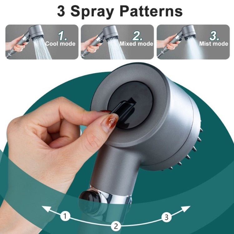 High Pressure Detachable Handheld Shower Head Set With Filter 3 Mode Bathroom SPA Sprayer One Button Stop