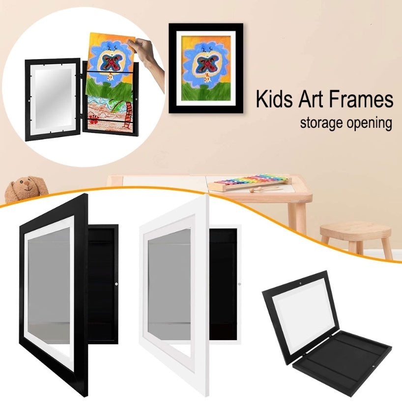 Kids Art Frames A3 A4 Size Flip Frame Wooden Decorative Picture Frame Changeable Children Drawing Portfolio Storage Box