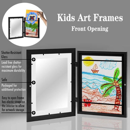 Kids Art Frames A3 A4 Size Flip Frame Wooden Decorative Picture Frame Changeable Children Drawing Portfolio Storage Box
