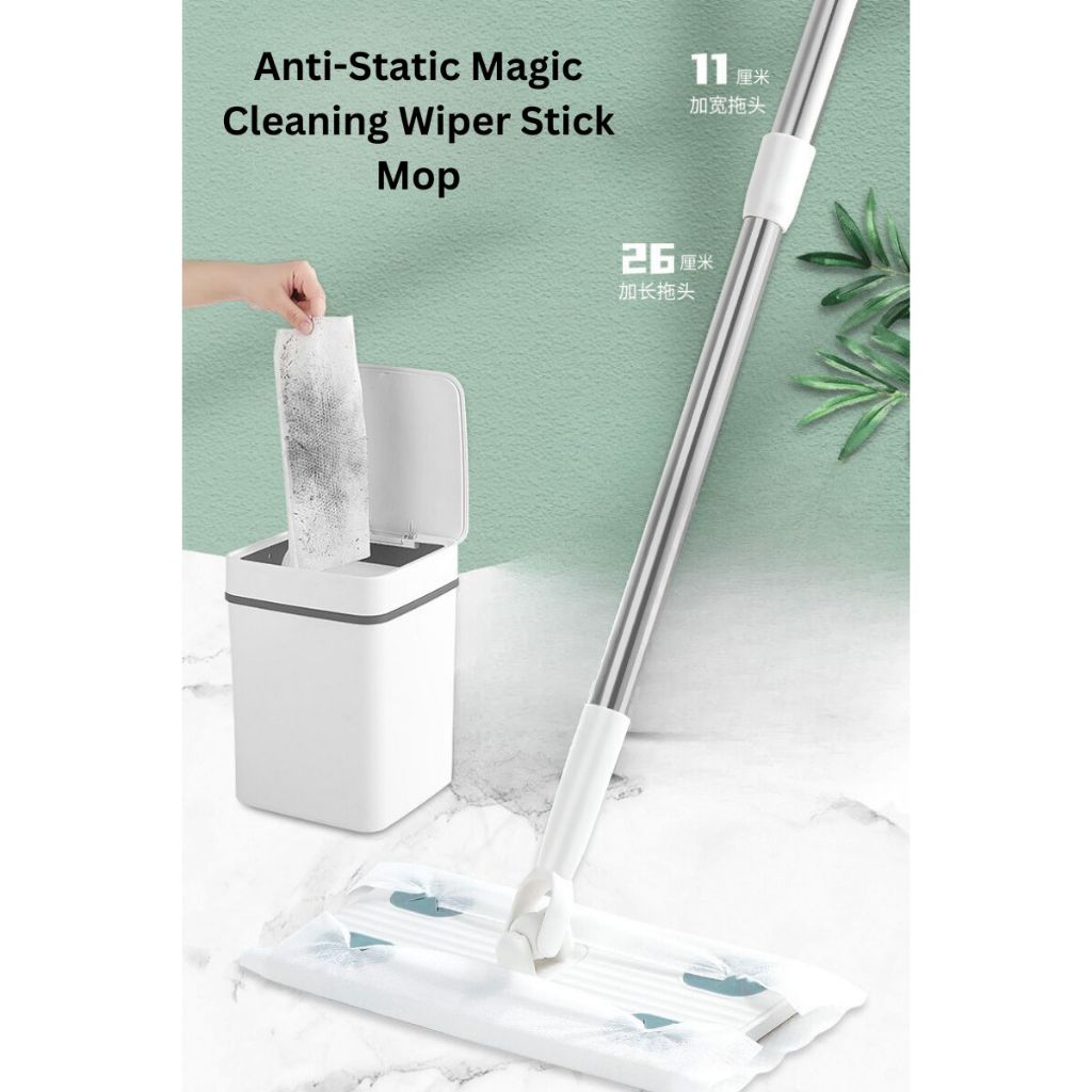 360 Rotation Floor Mop Adjustable Long Rod Static Dust Dry Wipe Pad Floor Cleaner Wood Tile Laminate
