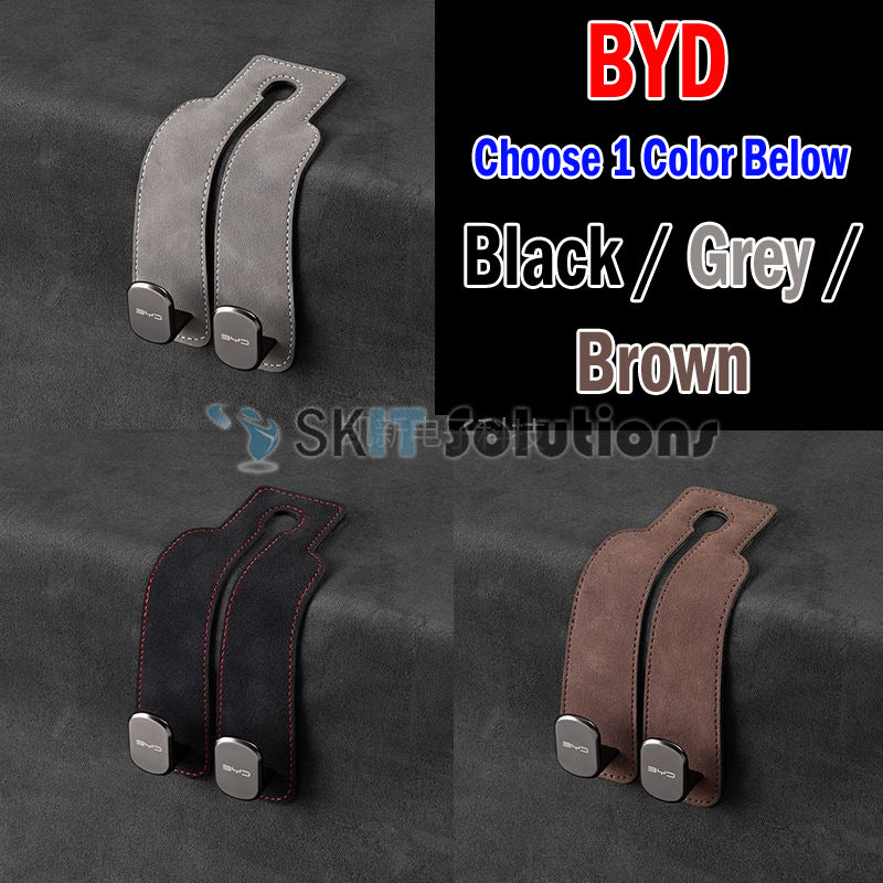 Suede Leather Metal Double Hook Bag Holder Hanger for Car Back Seat Headrest Interior Accessories